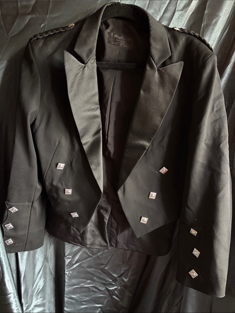 J.Higgins Vintage Black Military-Style Cropped Blazer